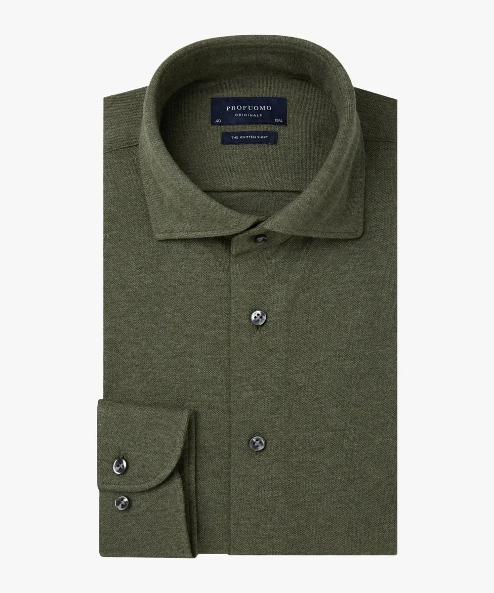 Profuomo - Overhemd Knitted Groen - 42 - Heren - Slim-fit