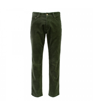 Duetz 1857 5-pocket jeans in stretch mini cord Donkergroen