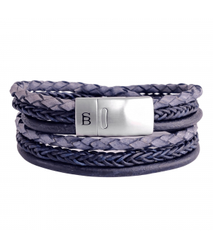 Steel & Barnett Bonacci Leren Armband Denim Blue