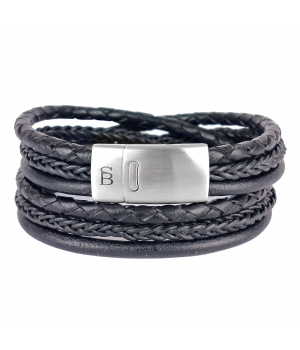Steel & Barnett Bonacci Leren Armband Zwart