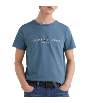 Tommy Hilfiger Slim Fit T-shirt met Logo Grijs Blauw