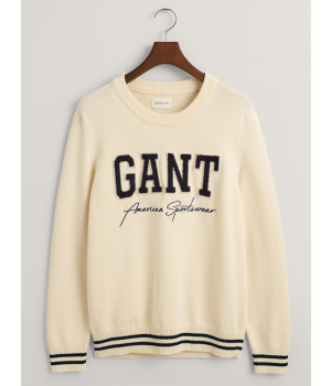 Gant Collegiate Sweater Ronde Hals Cream