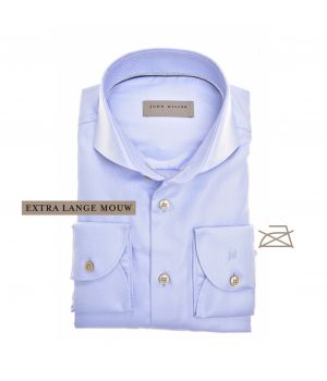 John Miller Cutaway Overhemd Extra Lange Mouw Blauw