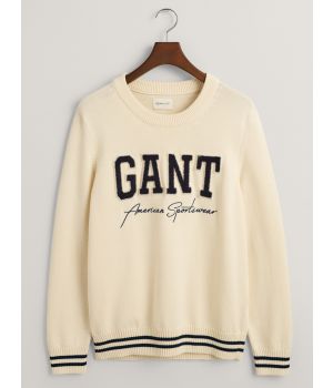 Gant Collegiate Sweater Ronde Hals Cream
