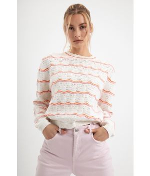 Doris Gestreepte Sweater Light Orange