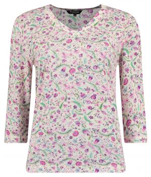 Bloomings V-hals Shirt Driekwartmouw Print Roze